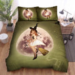Halloween, Witch, White Dress Witch Moon Night Bed Sheets Spread Duvet Cover Bedding Sets