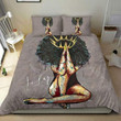 Personalized Black Girl Wearing Golden Crown Cotton Bed Sheets Spread Comforter Duvet Cover Bedding Sets Perfect Gifts For Daughter Girlfriend Wife