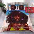 Black Girl With Flower On Hair Duvet Cover Bedding Set With Name