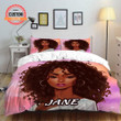 Personalized Elegant Curly Layered Hair Black Girl  Bed Sheets Spread  Duvet Cover Bedding Sets Perfect Gifts For Daughter Girlfriend Wife