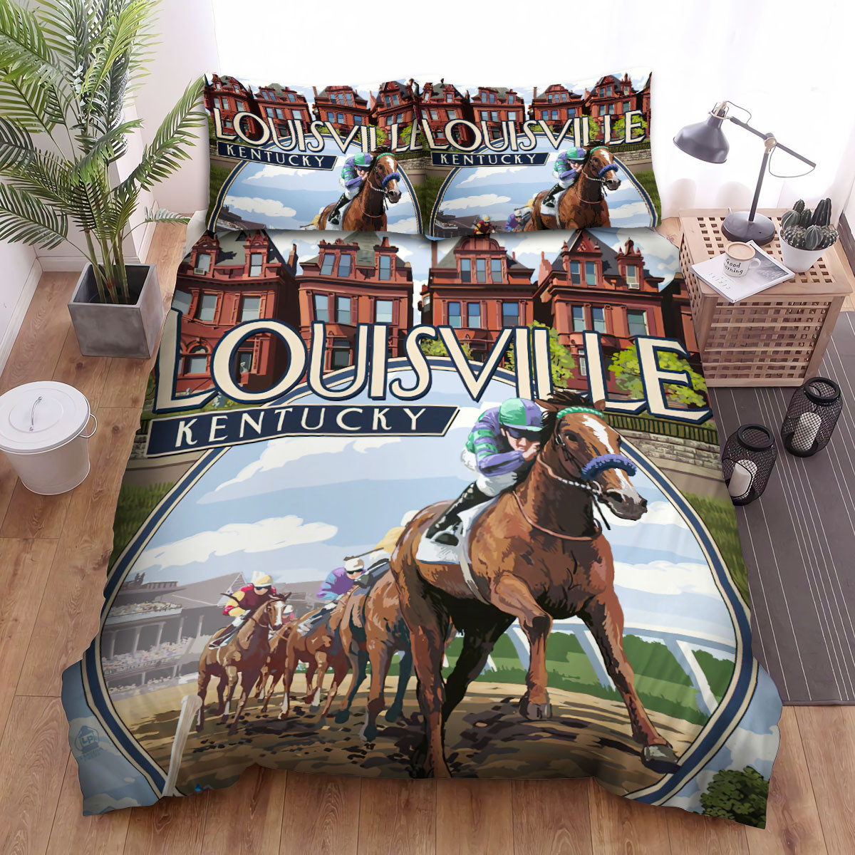 Kentucky Louisville Horse Racing Bed Sheets Spread  Duvet Cover Bedding Sets