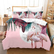 3D Tropical Leaf Flamingo Pink Bed Sheets Duvet Cover Bedding Sets