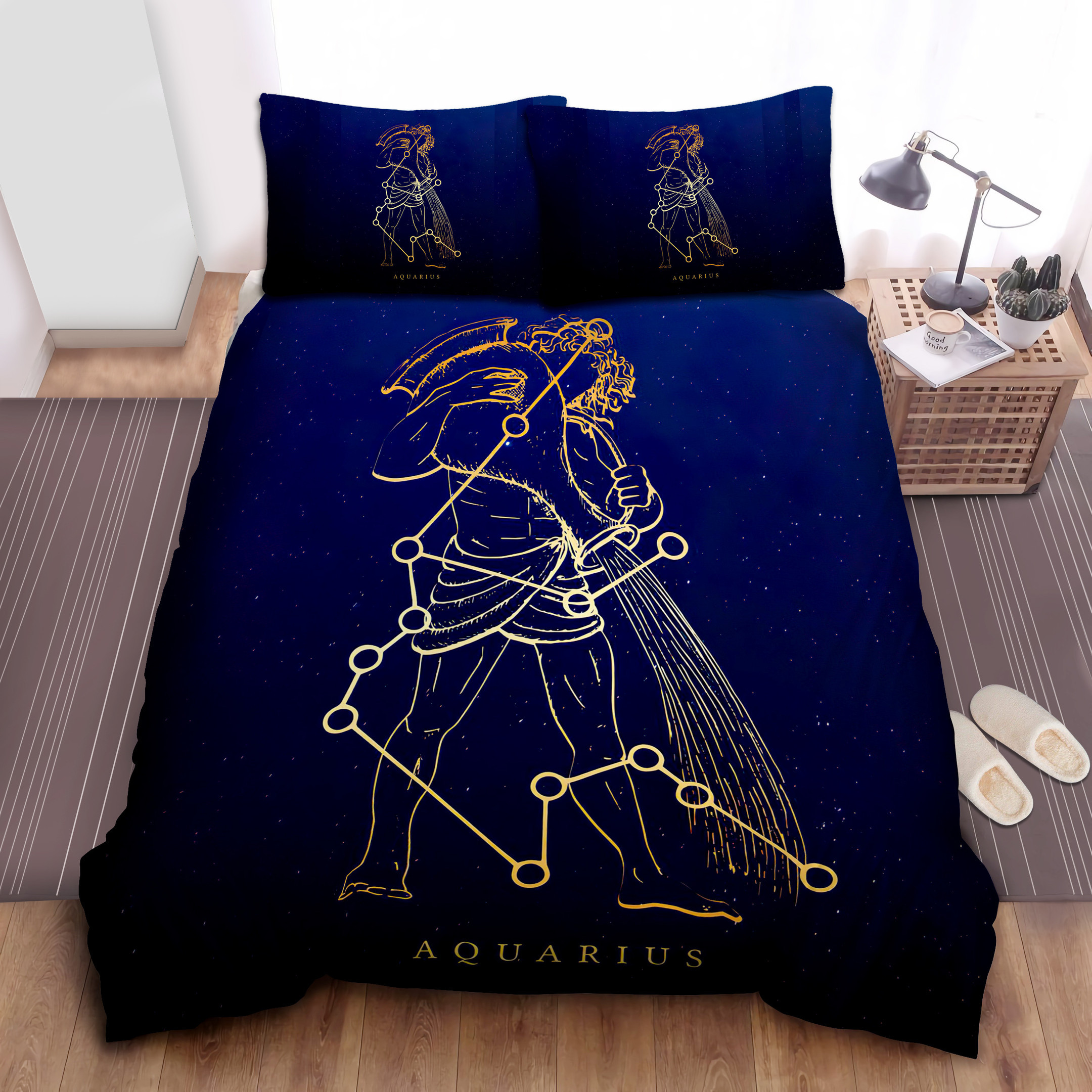 Horoscope Aquarius Astrology Zodiac Star Sign Digital Drawing Bed Sheets Spread  Duvet Cover Bedding Sets