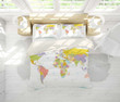 Colored World Map Bed Sheets Duvet Cover Bedding Set Great Gifts For Birthday Christmas Thanksgiving