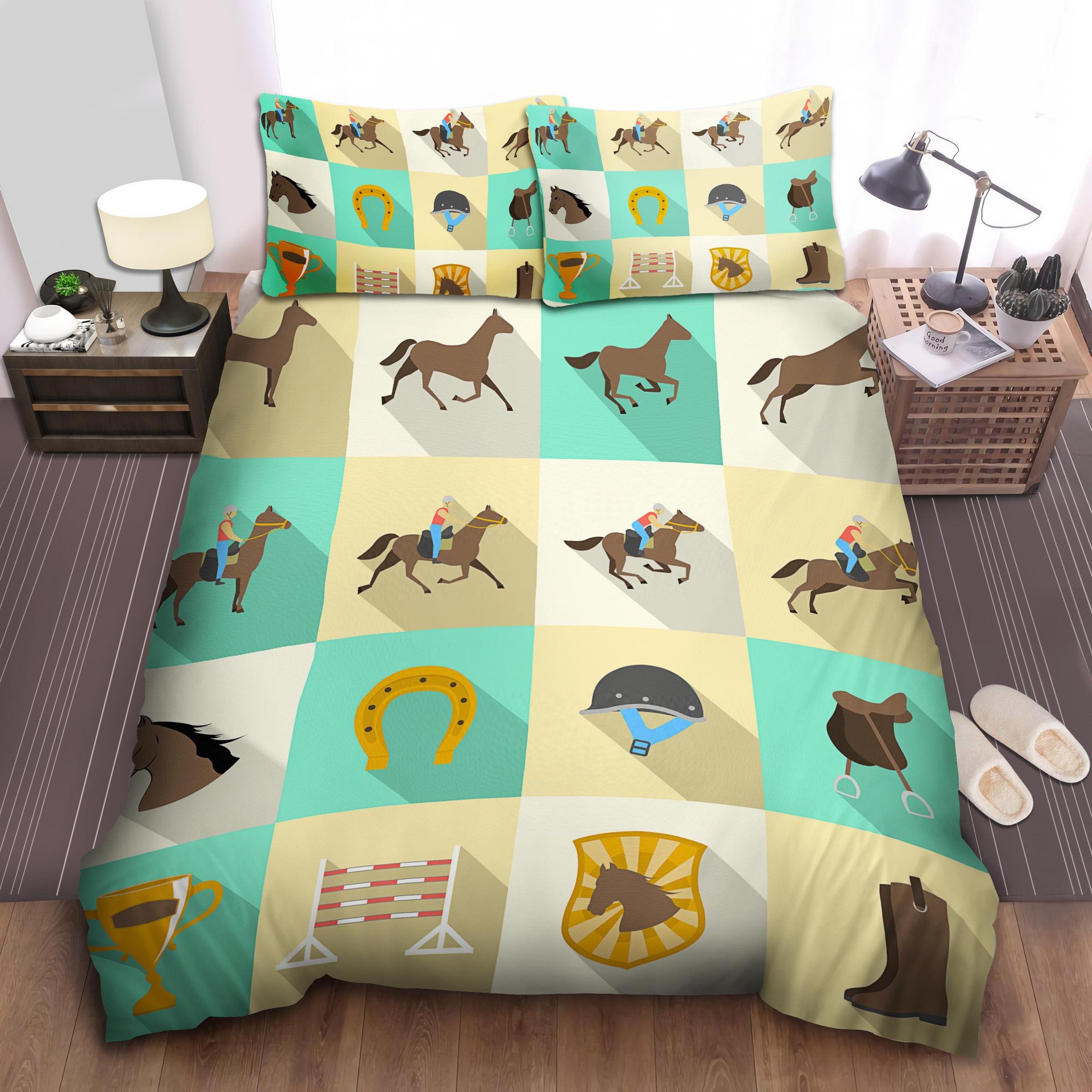 Horse Riding Bed Sheets Spread  Duvet Cover Bedding Sets