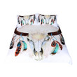 Native American, Cow Skull And Feather Bed Sheets Spread Duvet Cover Bedding Sets