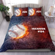 Baseball Fire And Water Custom Duvet Cover Bedding Set With Your Name