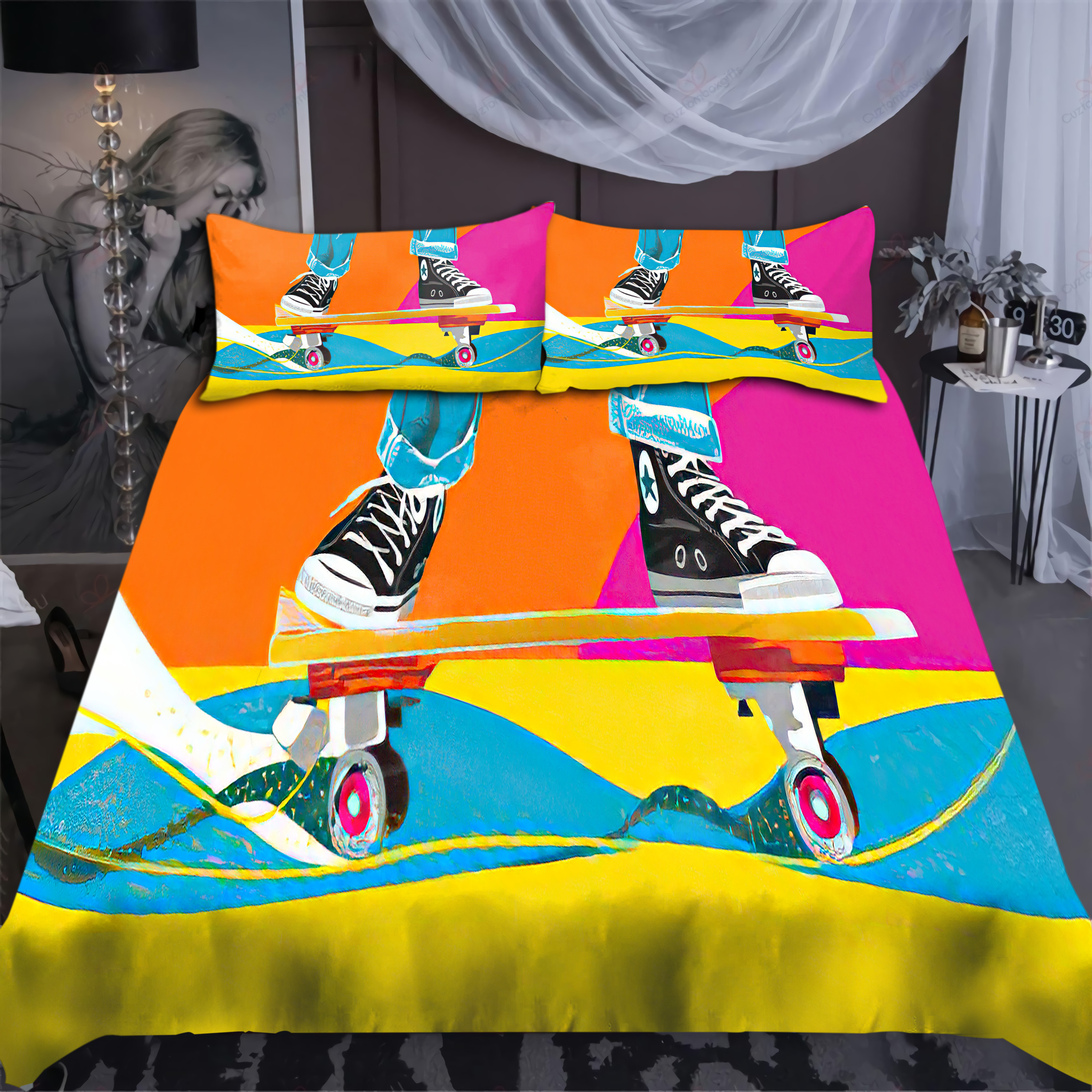 Skateboarding Bedding Set Bed Sheets Spread  Duvet Cover Bedding Sets