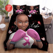Personalized Black Girl Breast Cancer Awareness Duvet Cover Bedding Sets