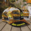 Personalized Name Yellow School Bus Driver 3D Cap & Hat, 3D Baseball Cap, Classic Cap