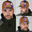 Customize Name Puerto Rico Brown 3D Cap & Hat, Classic Cap, 3D Baseball Cap