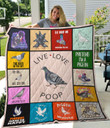 Pigeon Live Love Poop Quilt Blanket Great Customized Blanket Gifts For Birthday Christmas Thanksgiving