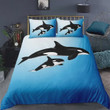 Whale Duvet Orca Mother & Baby Swimming in The Ocean Theme  Bed Sheets Spread  Duvet Cover Bedding Sets