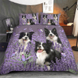 Border Collie And Lavender Duvet Cover Bedding Set