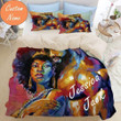 African American Exotic Lovers Personalized Custom Name Duvet Cover Bedding Set