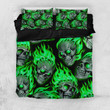Ghost Green Skull Duvet Cover Bedding Set
