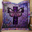 Violet Butterfly Christin Cross Purple Quilt Blanket Great Customized Blanket Gifts For Birthday Christmas Thanksgiving