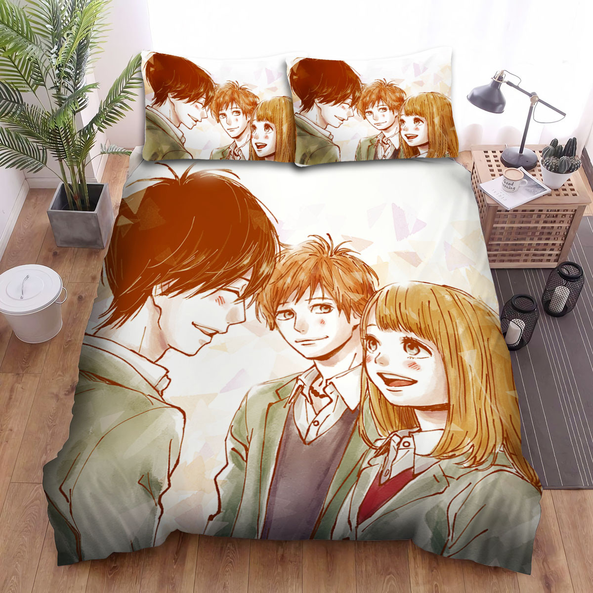 Orange Kakeru With Naho And Hiroto Abstract Art Bed Sheets Spread Comforter Duvet Cover Bedding Sets