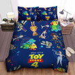 Walt Disney Toy Story 4 Characters Funny Pattern On Blue Bed Sheets Spread Comforter Duvet Cover Bedding Sets