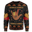 Gobble Gobble Bird Hand Sign For Bird Lovers Ugly Christmas Sweater, All Over Print Sweatshirt