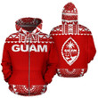 Guam Polynesian Red And White Unisex 3D All Over Print Hoodie, Zip Up Hoodie