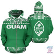 Guam Polynesian Green And White Unisex 3D All Over Print Hoodie, Zip Up Hoodie