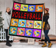 Volleyball, Red Words And colored Balls Quilt Blanket Great Customized Blanket Gifts For Birthday Christmas Thanksgiving