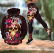 Floral Skulls 3D Hoodie Legging Set Combo