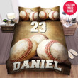 Personalized Baseball Three Balls Vintage Custom Name Duvet Cover Bedding Set