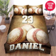 Personalized Baseball Three Balls Vintage Custom Name Duvet Cover Bedding Set