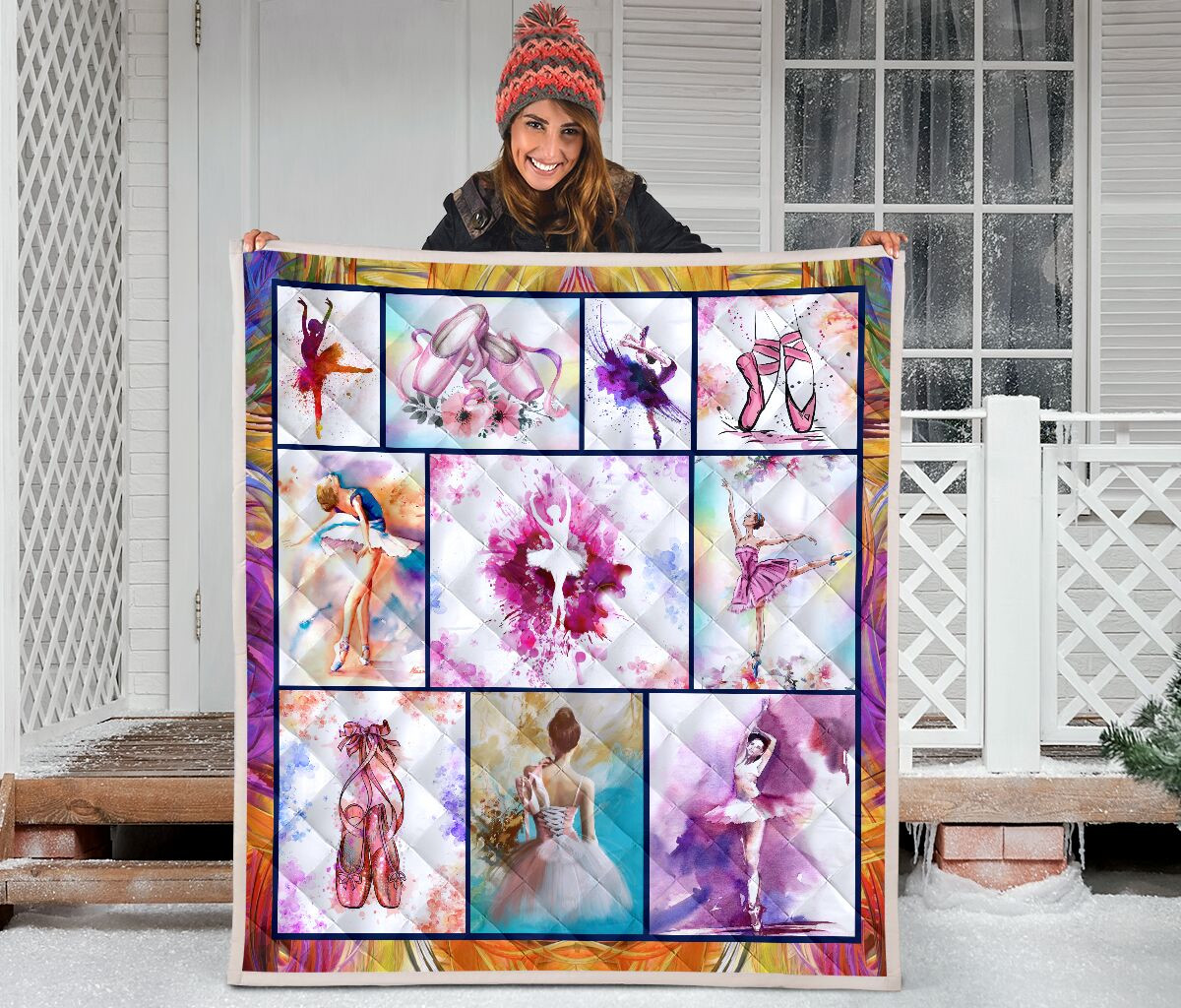 Dance Wall Art, Artwork Of Ballet, Watercolor Paint Quilt Blanket Great Customized Blanket Gifts For Birthday Christmas Thanksgiving