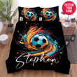 Personalized Soccer Ball Colourful Shine Custom Name Duvet Cover Bedding Set