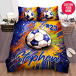 Personalized Soccer Ball Colourful Painting Custom Name Duvet Cover Bedding Set