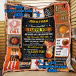 Personalized To Son I Believe In Yourself Basketball In My DNA, Burning Ball Customized Quilt Blanket Great Customized Blanket Gifts For Birthday Christmas Thanksgiving