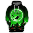 Halloween Bad Witch Green Black 3D Hoodie Zip Hoodie, 3D All Over Print Hoodie Zip Hoodie