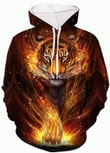 Tiger Fire 3D Hoodie All Over Print, Zip-up Hoodie