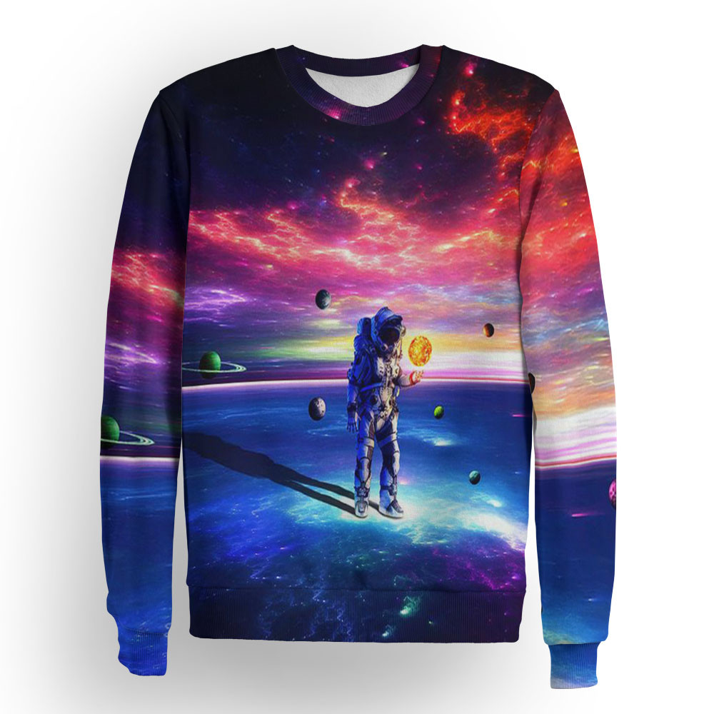 Astronaut And Little Planets In Digital Art 3d Full Over Print Hoodie Zip Hoodie Sweater Tshirt