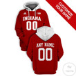 Personalized Custom Name And Number Indiana Hoosiers For Unisex 3D All Over Print Hoodie, Zip-up Hoodie