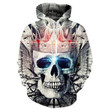 King Skull Crown 3D All Over Print Hoodie, Zip-up Hoodie