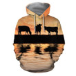 Sunset And Cow Unisex 3D All Over Print Hoodie, Zip Up Hoodie