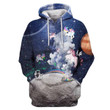 Astronaut Playing With Unicorn Outer Space 3D Hoodie Zip Hoodie, 3D All Over Print Hoodie Zip Hoodie