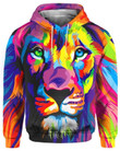 Colorful Lion Art For Unisex 3D All Over Print Hoodie, Zip-up Hoodie