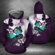 Butterfly Purple Beauty 3D Hoodie Zip Hoodie, 3D All Over Print Hoodie Zip Hoodie