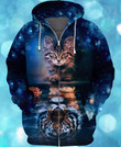 Cats Reflection Mirror Unisex 3D All Over Print Hoodie, Zip Up Hoodie