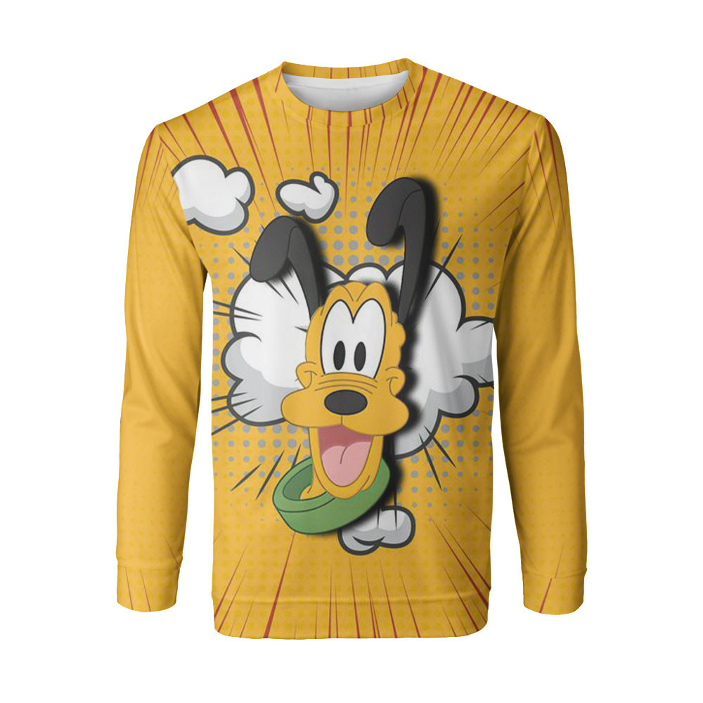 Pluto Dog Yellow Background 3d Full Over Print Hoodie Zip Hoodie Sweater Tshirt
