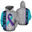 Suicide Prevention Ribbon Fight Like A Girl 3D All Over Print Hoodie, Zip-Up Hoodie