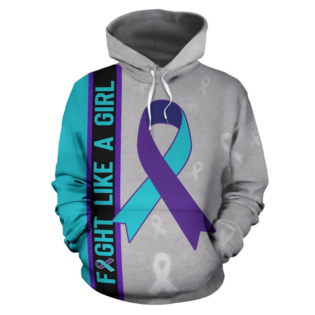 Suicide Prevention Ribbon Fight Like A Girl 3D All Over Print Hoodie, Zip-Up Hoodie