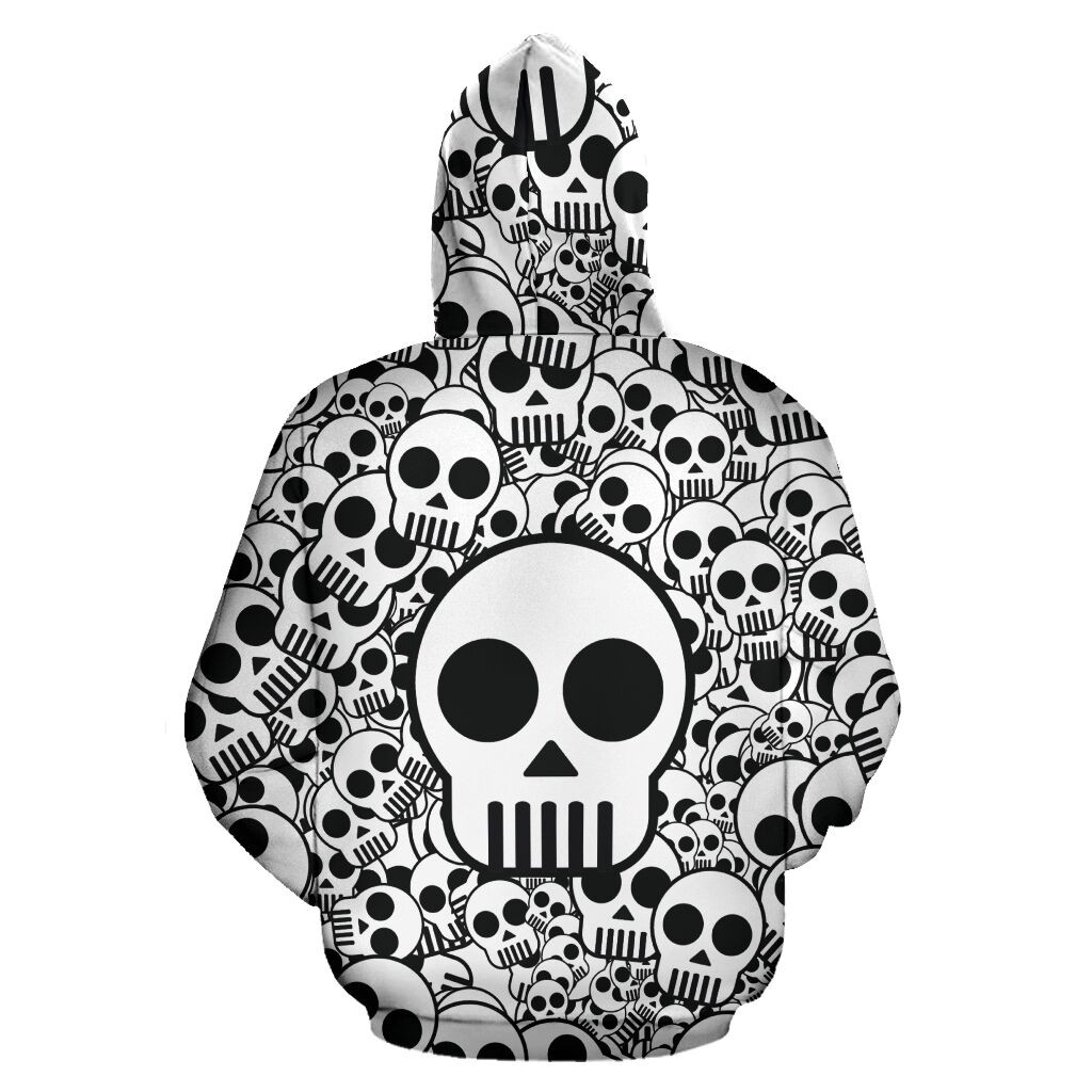Simple Skull 3D All Over Print Hoodie, Zip-up Hoodie