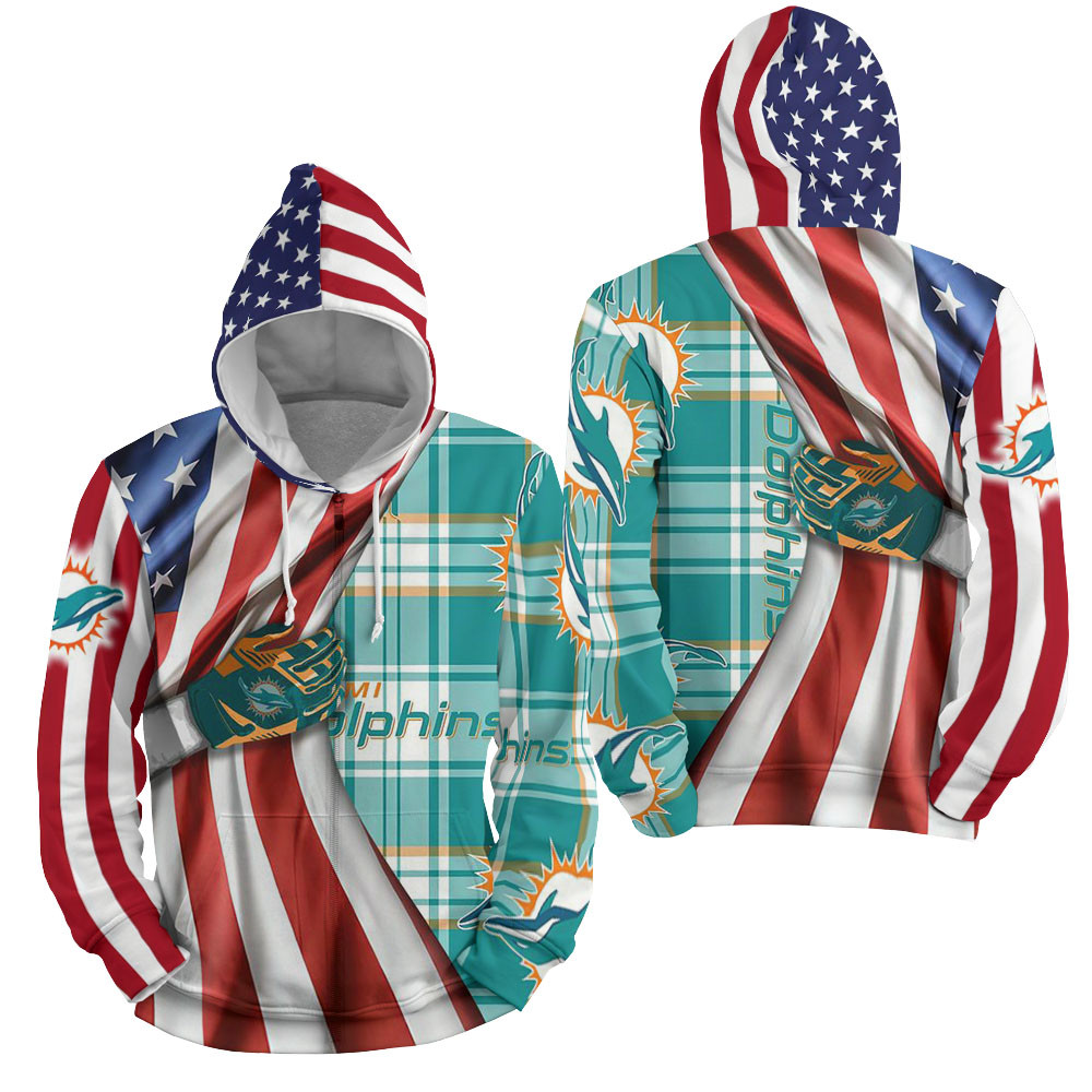 Nfl Miami Dolphins American Flag 3d Full Over Print Hoodie Zip Hoodie Sweater Tshirt