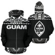 Guam Polynesian Black And White Unisex 3D All Over Print Hoodie, Zip Up Hoodie